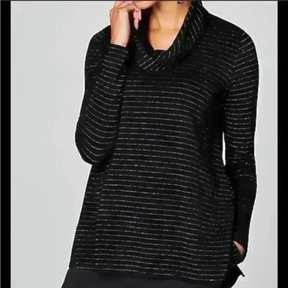 J. Jill Ottoman Striped Cowl Neck Sweater Pullover
